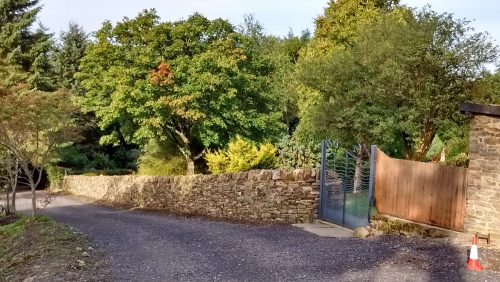 The new garden wall at Throssel Hole