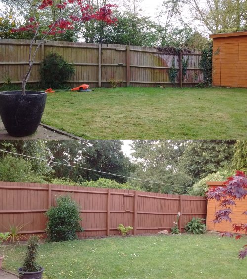 Back park fence before and after